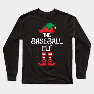 Baseball Elf Matching Family Christmas Sporty Long Sleeve T-Shirt